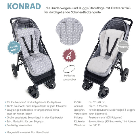 KONRAD die große Buggysitzauflage mit Klett