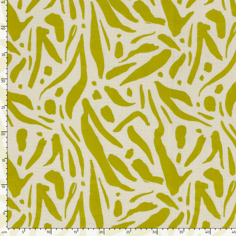 Musselin bedruckt Abstrakt Lime Grün