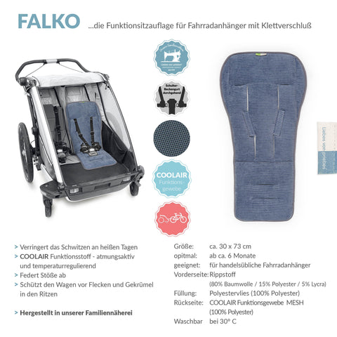 FALKO COOLAIR die Sitzauflage für Fahrradanhänger