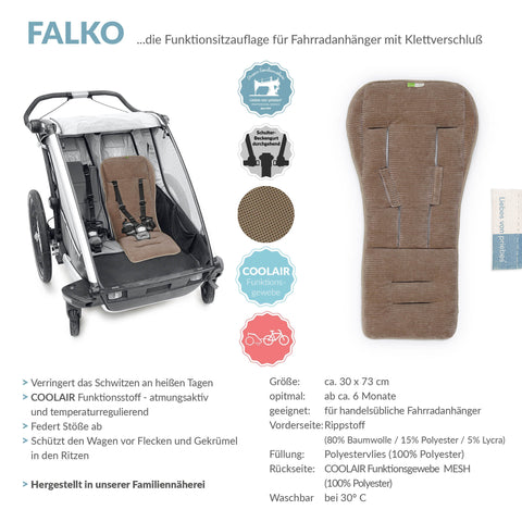 FALKO COOLAIR die Sitzauflage für Fahrradanhänger