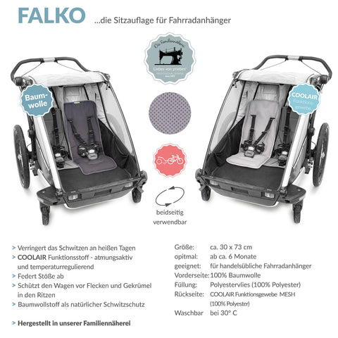 FALKO COOLAIR die Sitzauflage für Fahrradanhänger