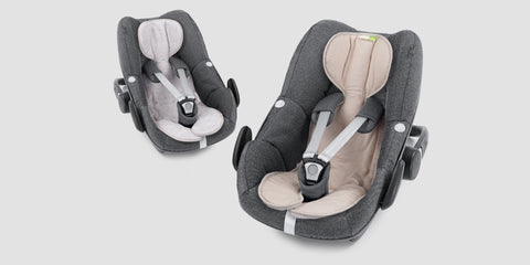 Sitzauflagen , Sitzverkleinerer oder Einschlagdecken für die Babyschale.  Reguliert die Temperatur in der Schale und nimmt den Schweiß auf. Die Einschlagdecke hält schön warm und kann auch danach weiter verwendet werden.