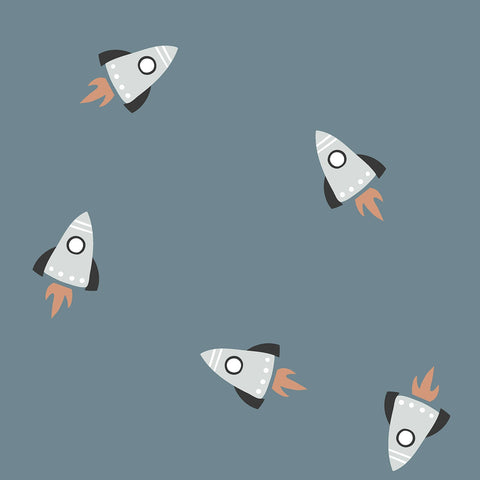 French Terry Stoff bedruckt Weltraum Indigoblau