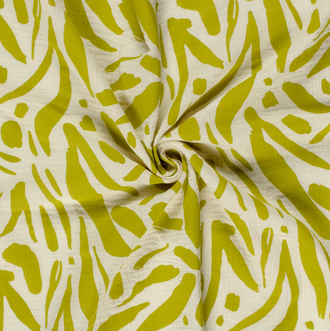 Musselin bedruckt Abstrakt Lime Grün