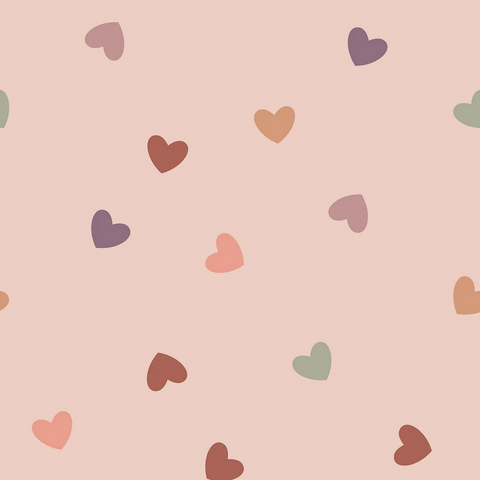 French Terry Stoff bedruckt Herzen Helles Pink