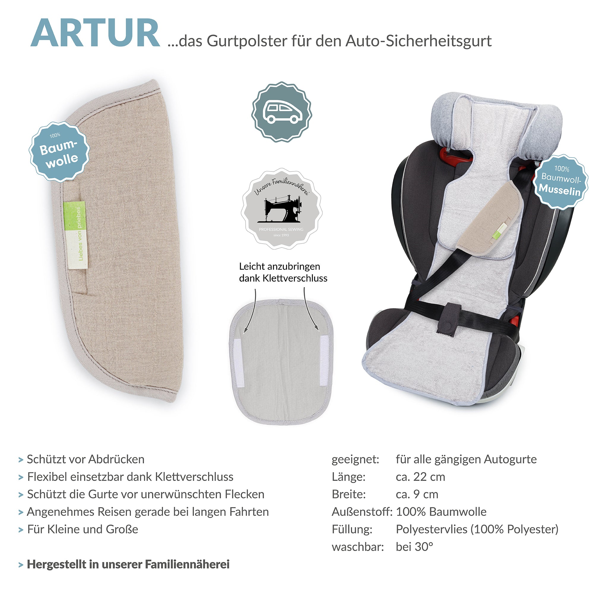 Helteko Autositzschoner – Wasserdicht, Dick Gepolstert, Mit 2 Taschen, Für Alle Kindersitze
